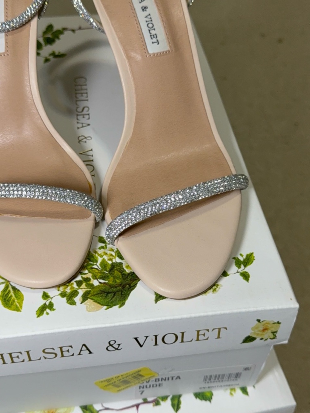 Chelsea & Violet Blush Rhinestone Ankle-Strap Heels - Picture 7 of 9